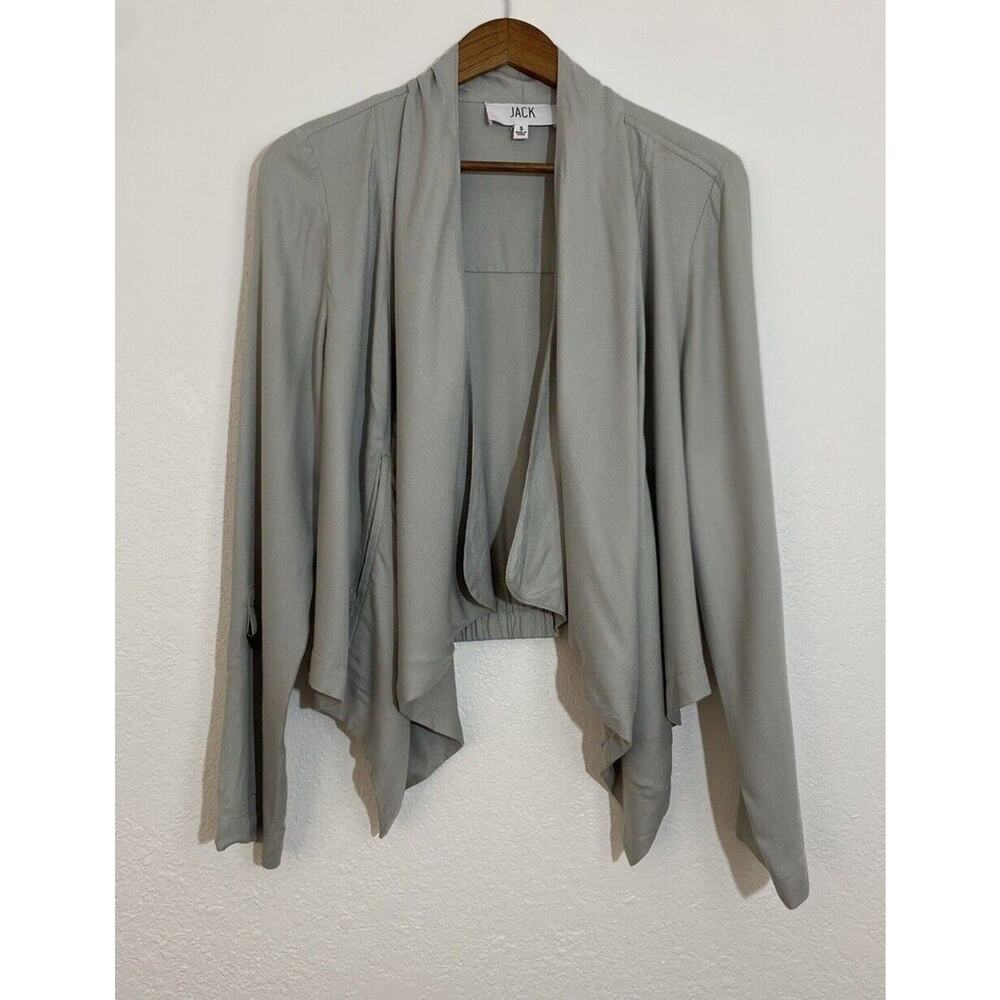 Anthropologie Jack Size Small Light Green Open Cardigan Roll Up Sleeve Pocket